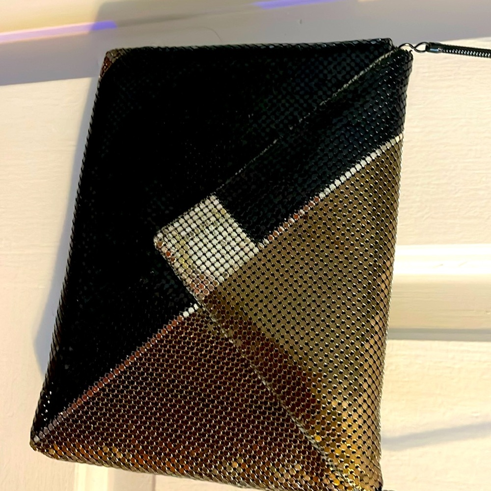 Three tone metal mesh handbag.